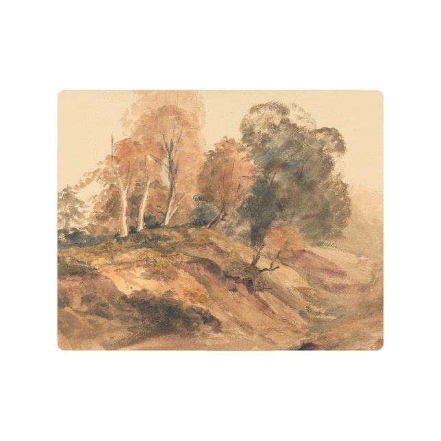 Impresión En Metal Paintaje paisajístico de otoño en una granja moder (Anverso)