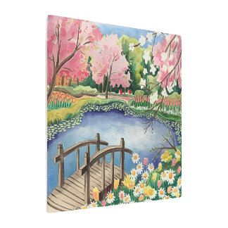 Impresión En Metal Paisaje acuático del Jardín de primavera tranquilo