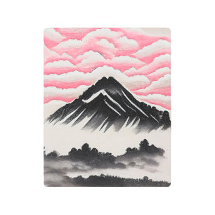 Impresión En Metal Paisaje artístico japonés de montaña vintage