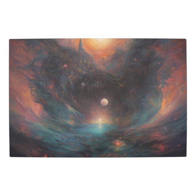 Impresión En Metal Paisaje Cósmico: Obra Maestra Celestial Surrealist (Anverso)