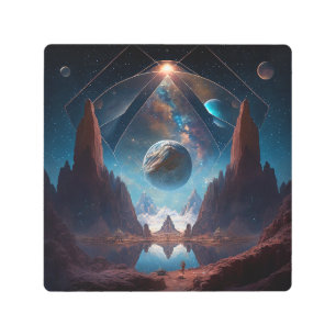 Impresión En Metal Paisaje de Fantasía Cósmica
