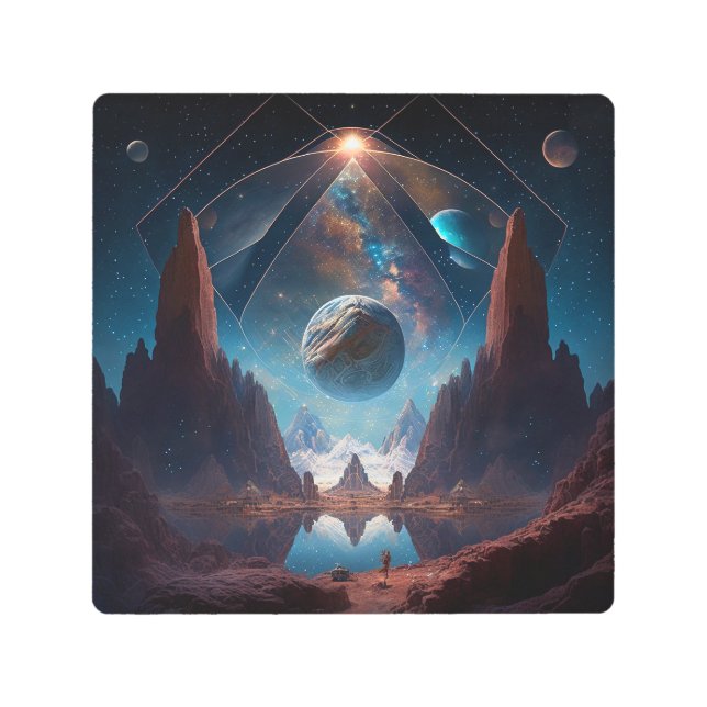 Impresión En Metal Paisaje de Fantasía Cósmica (Anverso)