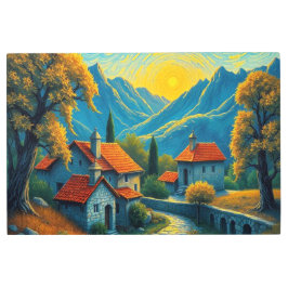 Impresión En Metal Paisaje de la aldea Van Gogh Style