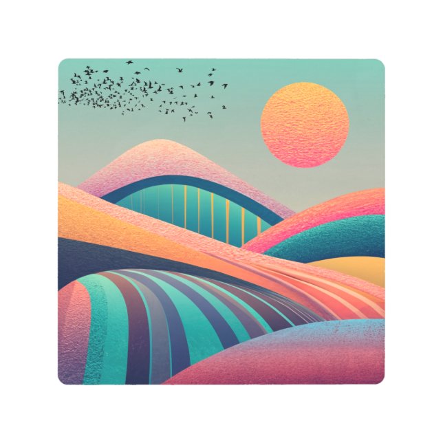 Impresión En Metal Paisaje de las colinas de Kaleidoscope (Anverso)