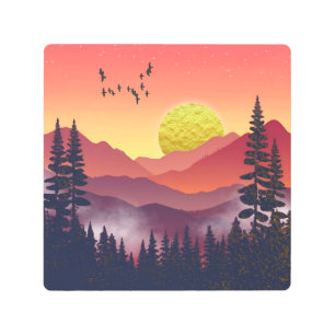 Impresión En Metal Paisaje de las montañas Crimson