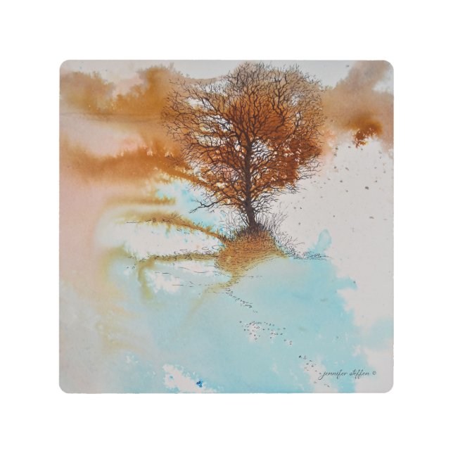 Impresión En Metal Paisaje de pintura de árboles (Anverso)