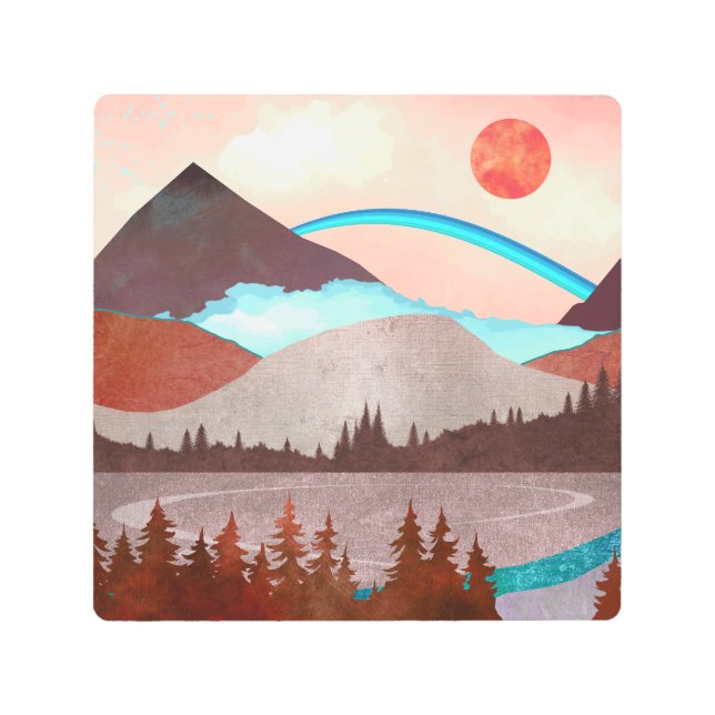 Impresión En Metal Paisaje del arcoiris azul (Anverso)