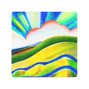 Impresión En Metal Paisaje del arcoiris Sunburst