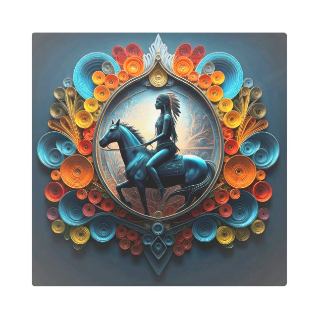 Impresión En Metal "Paisaje nativo americano de ensueño" (Anverso)