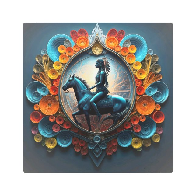 Impresión En Metal "Paisaje nativo americano de ensueño" (Anverso)