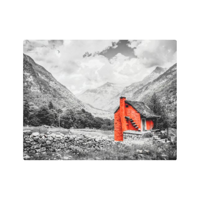 Impresión En Metal Paisaje rural Fotografía en blanco y negro (Anverso)