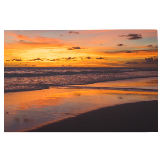 Impresión En Metal Paisajista Sunset Beach Naranja Tropical (Anverso)