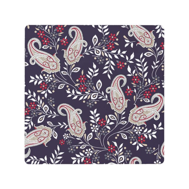 Impresión En Metal Paisley tradicional india, patrón sin fisuras. (Anverso)