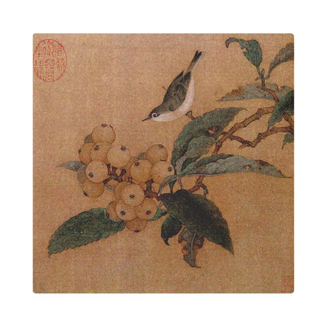 Impresión En Metal Pájaro de Silvereye y loquetas (Anverso)