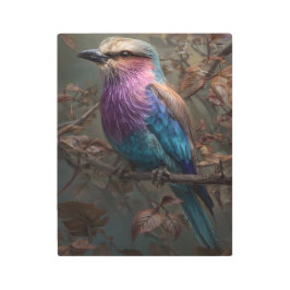 Impresión En Metal Pájaro Lilac Ruleta Respirada