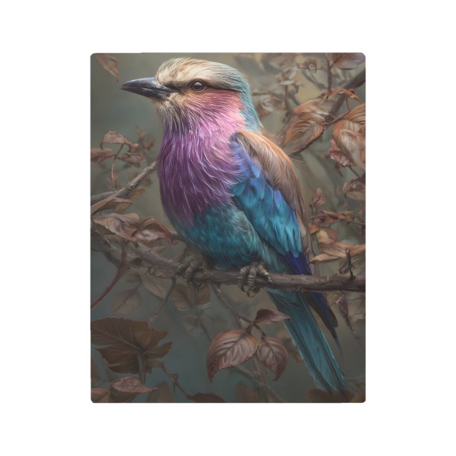 Impresión En Metal Pájaro Lilac Ruleta Respirada (Anverso)