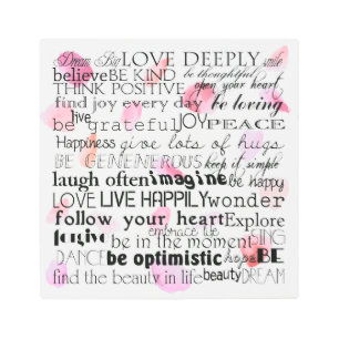 Impresión En Metal Palabras inspiradoras Petals Rosas