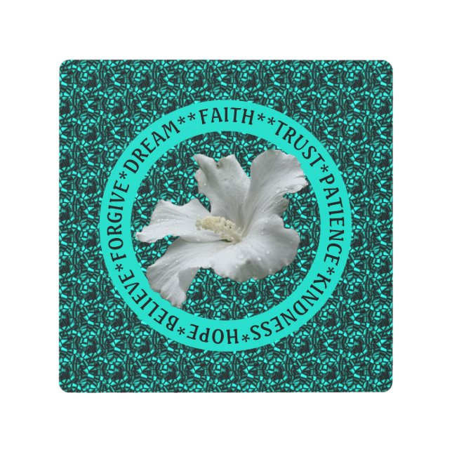 Impresión En Metal Palabras motivadoras Hibiscus Inspirador (Anverso)