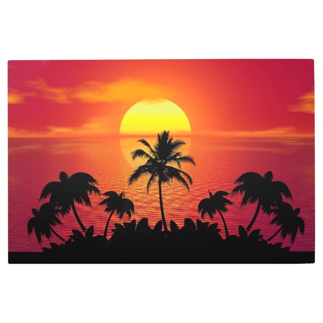 Impresión En Metal Palm Trees Silhouette-16515 (Anverso)