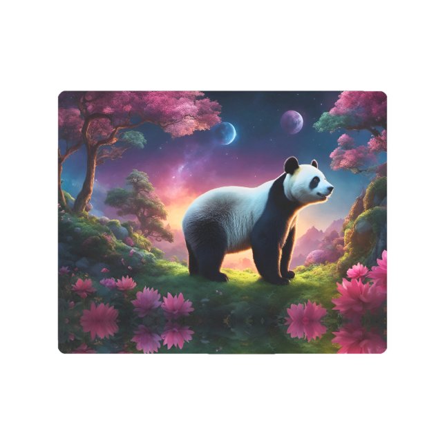 Impresión En Metal Panda en un jardín de fantasía (Anverso)