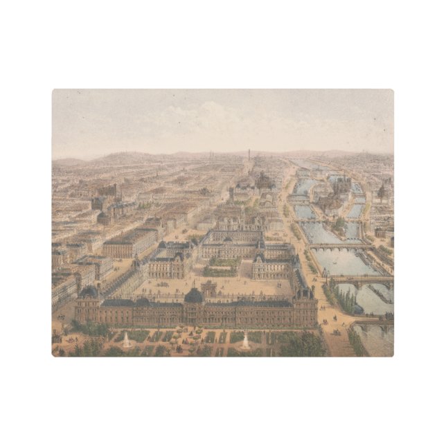 Impresión En Metal Panorama de París, el río Sena y el Louvre (Anverso)