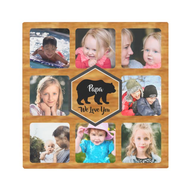 Impresión En Metal Papa Bear Collage de fotos Faux Wood (Anverso)