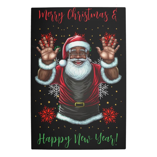 Impresión En Metal Papá Noel negro, gran energía de nick, travieso, S (Anverso)