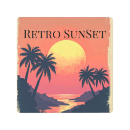 Impresión En Metal Paraíso de atardecer retro - Escape tropical vinta