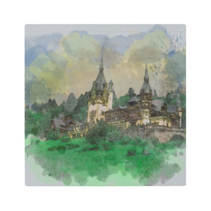 Impresión En Metal Pared Metalizado Art Peles Castillo Rumania Waterc