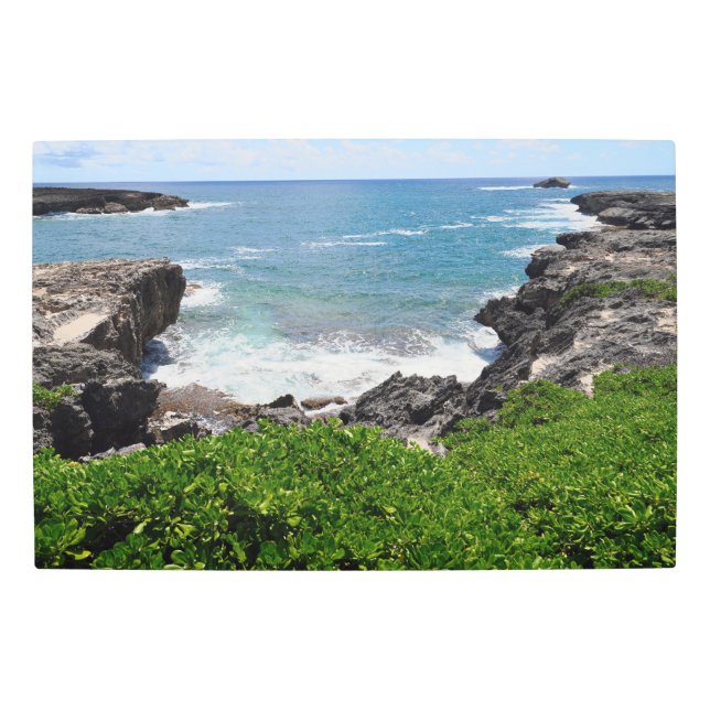 Impresión En Metal Pared Metalizado de la costa de Hawai escénica Art (Anverso)