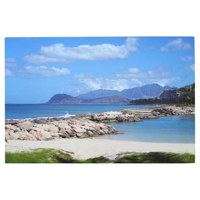 Impresión En Metal Pared Metalizado de la costa de Hawai escénica Art (Anverso)