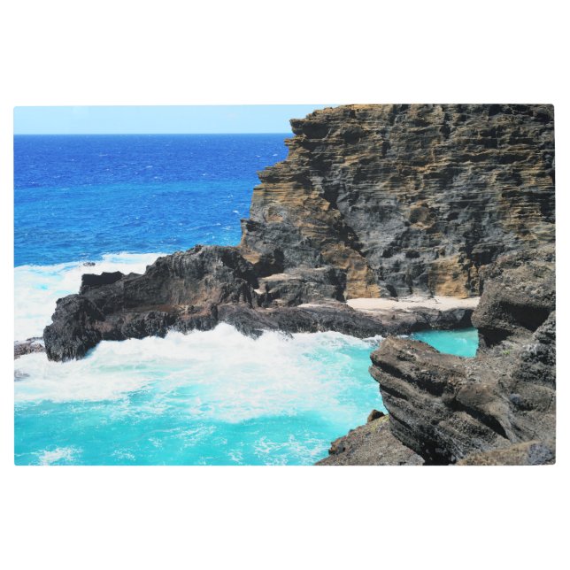 Impresión En Metal Pared Metalizado de la costa de Hawai escénica Art (Anverso)