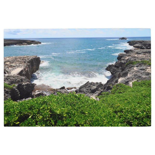 Impresión En Metal Pared Metalizado de la costa de Hawai escénica Art (Anverso)