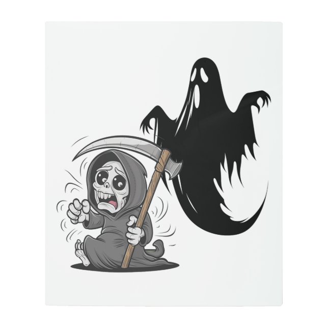 Impresión En Metal Pareja y fantasma espantados. (Anverso)