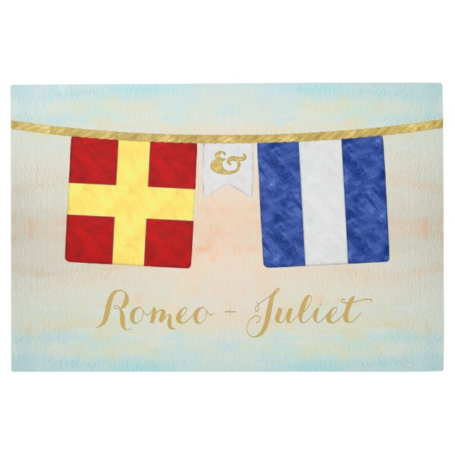 Impresión En Metal Parejas acuarelas Banderas de señalización marítim (Anverso)