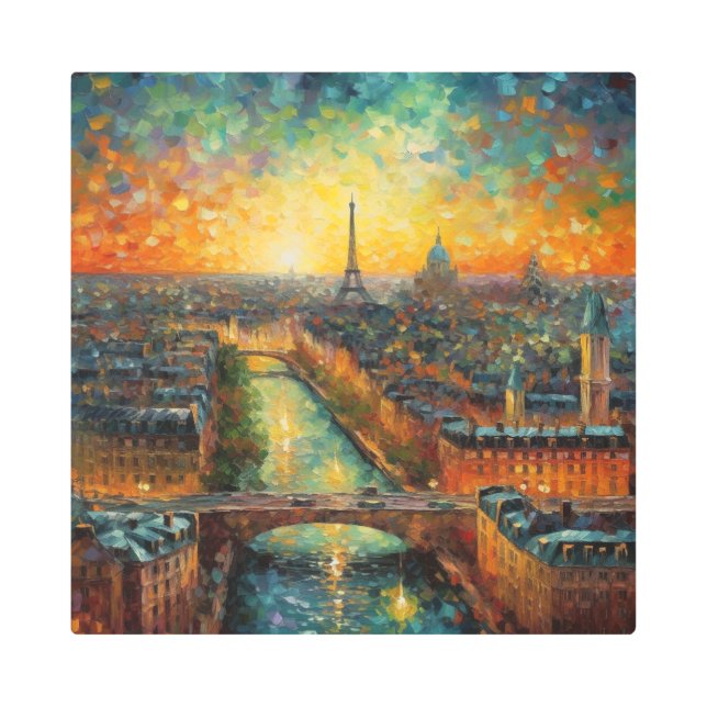 Impresión En Metal París por la noche estilo van Gogh (Anverso)