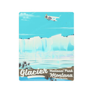 Impresión En Metal Parque nacional Glacier, afiche de la época de Mon