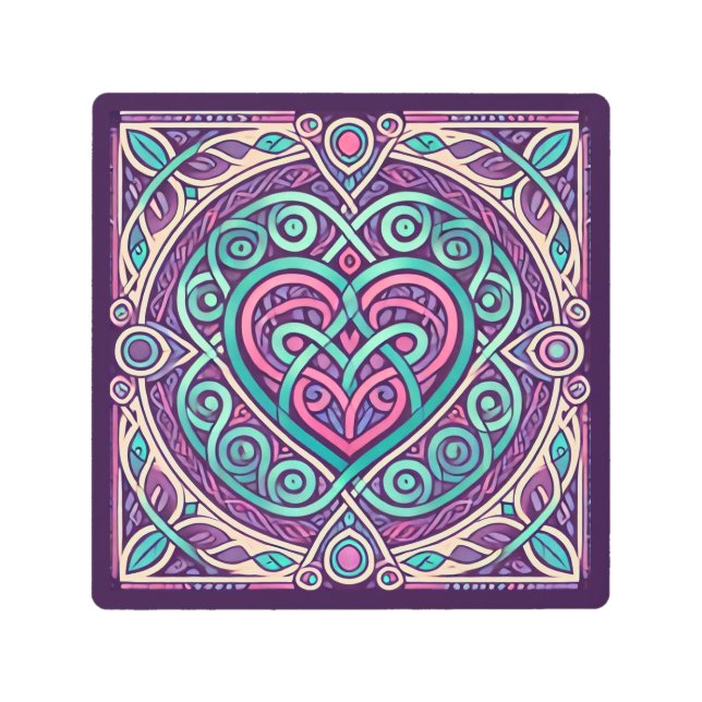 Impresión En Metal Pastel Square Celtic Heart (Anverso)