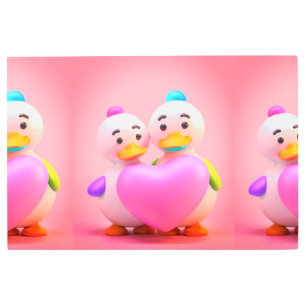 Impresión En Metal Pato lindo con mamá reconfortante imagen del coraz