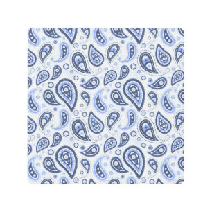 Impresión En Metal Patrón azul paisley