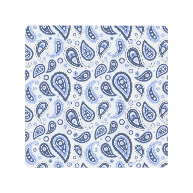 Impresión En Metal Patrón azul paisley (Anverso)
