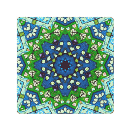 Impresión En Metal Patrón azul verde retro mosaico de Mandala