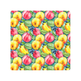 Impresión En Metal Patrón de acuarela de frutas vintage de verano