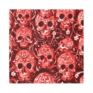 Impresión En Metal Patrón de cráneo rojo