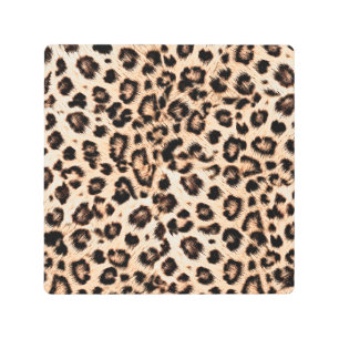 Impresión En Metal Patrón de diseño de leopardo: Elegancia salvaje.