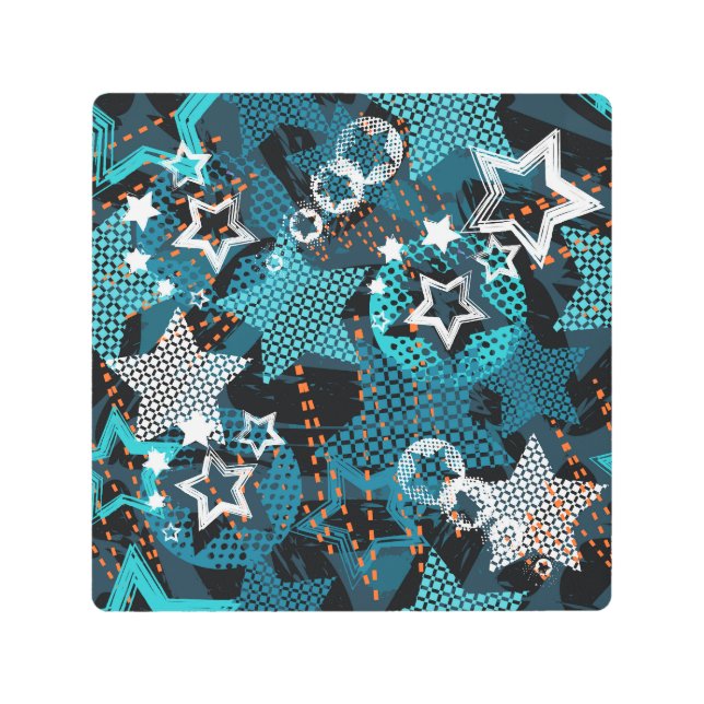 Impresión En Metal Patrón de estrella de Grunge, diseño infantil jugu (Anverso)