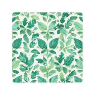 Impresión En Metal Patrón de follaje verde