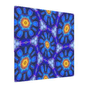 Impresión En Metal Patrón de las flores azules abstractas