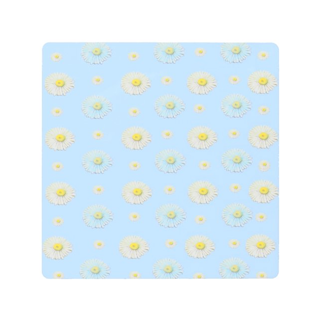 Impresión En Metal Patrón de margarita sobre fondo azul claro (Anverso)