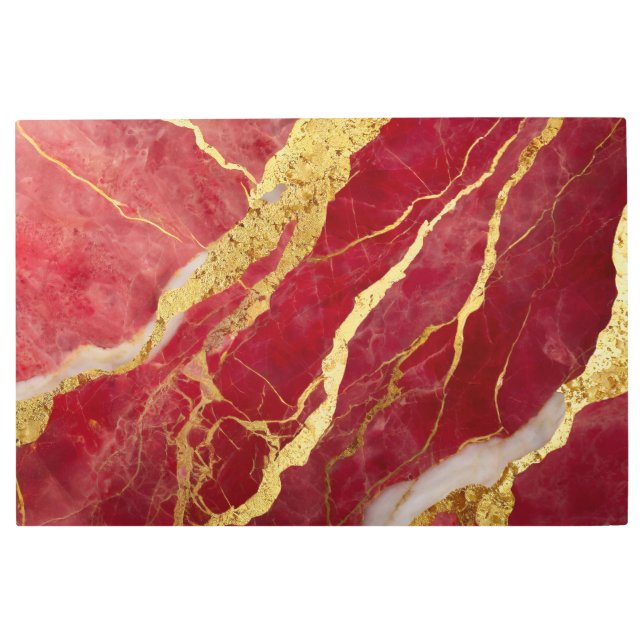 Impresión En Metal Patrón de mármol rojo con oro (Anverso)